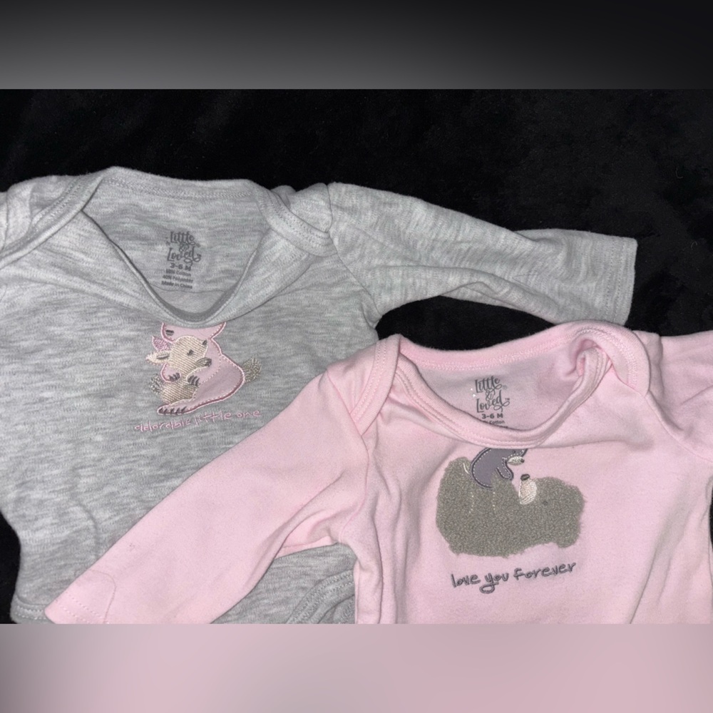 Pink and Gray Long Sleeve Tees Soft Fabric